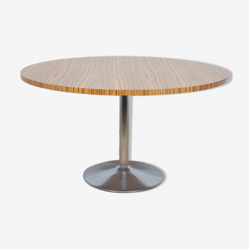 Mid-century zebrawood round dining table, 1970s