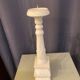 Grand bougeoir de table chandelier en bois patine blanc pour bougie ronde