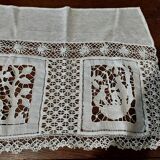 White cotton lace embroidery shelf or fireplace border