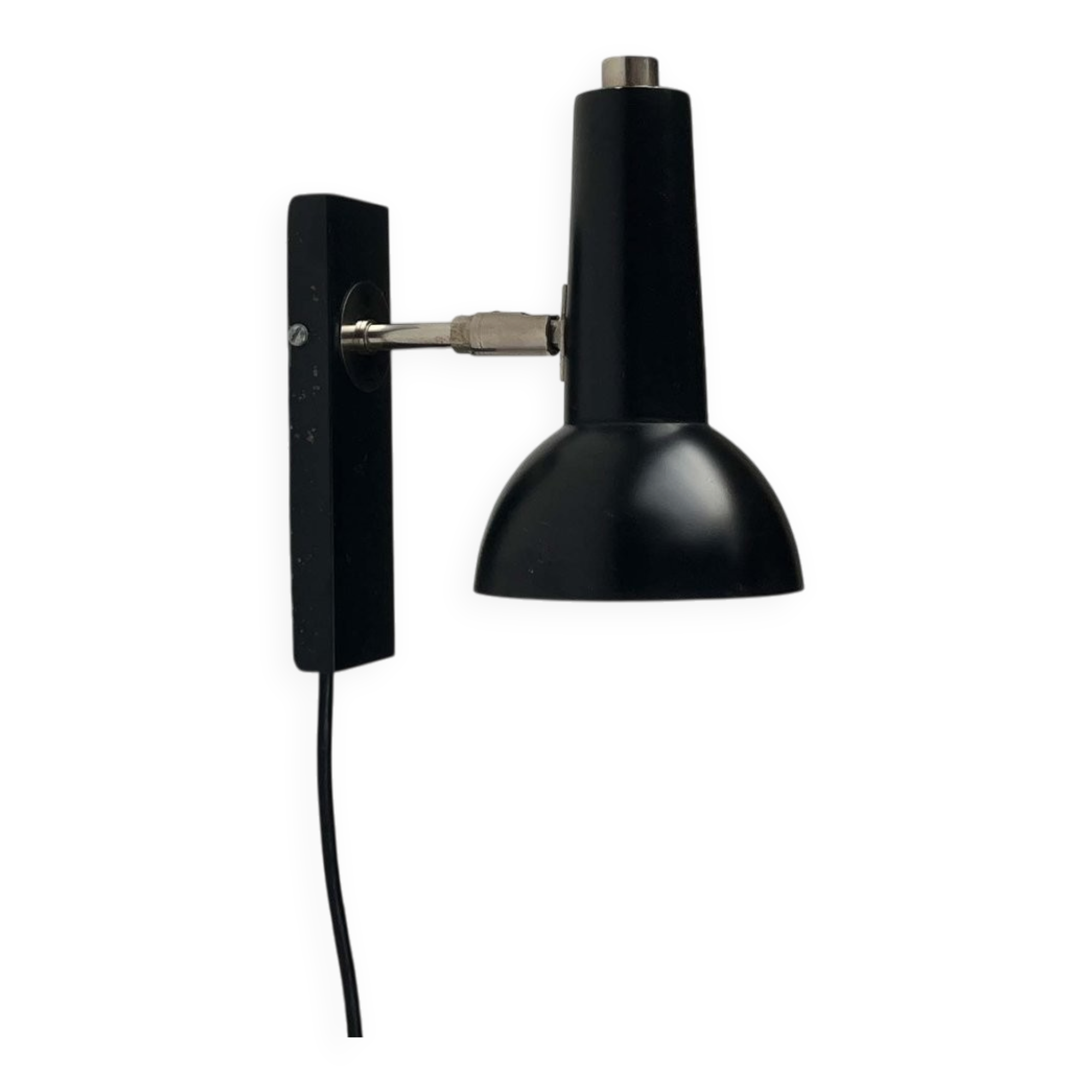 Mid-century German black minimalist wall lamp by Hustadt, 1960s.
