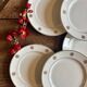 Set of 10 vintage white and gold dessert plates.