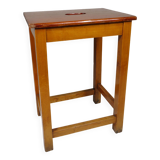 Vintage handmade workshop stool with handle, Belgium 1960