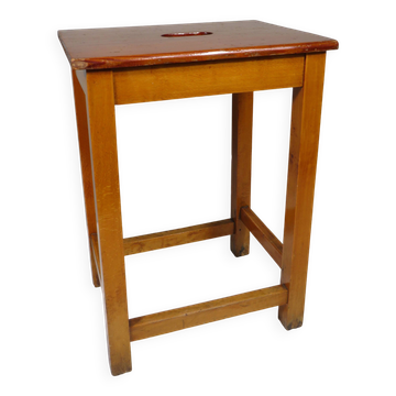 Tabouret d'atelier vintage fait main avec poignée, Belgique 1960