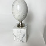 Pair of modernist egg lamp bases by Phillipe Barbier of the 60s in white Carrara marble.