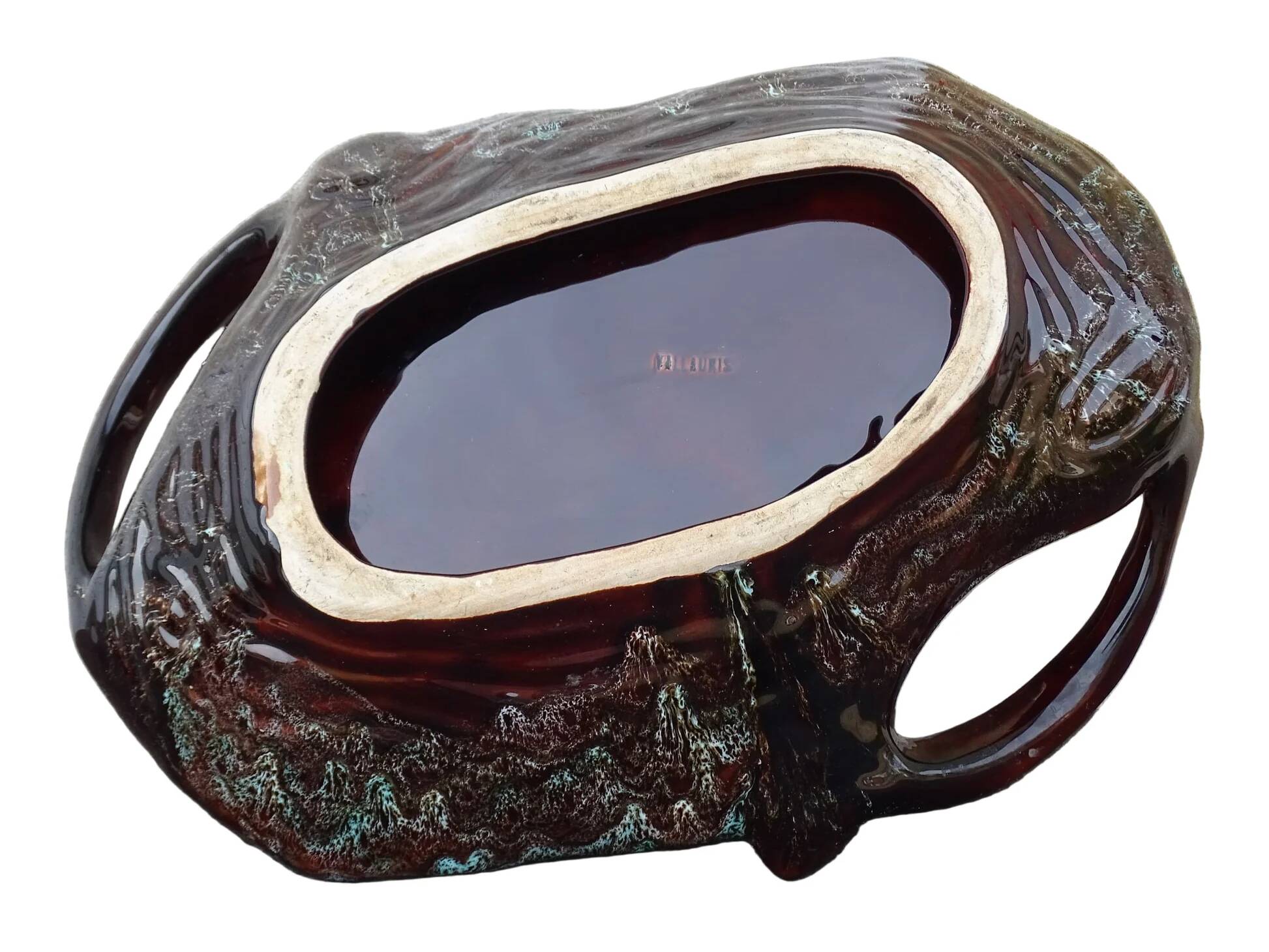 Grand bol vintage français en faïence de Vallauris avec deux anses