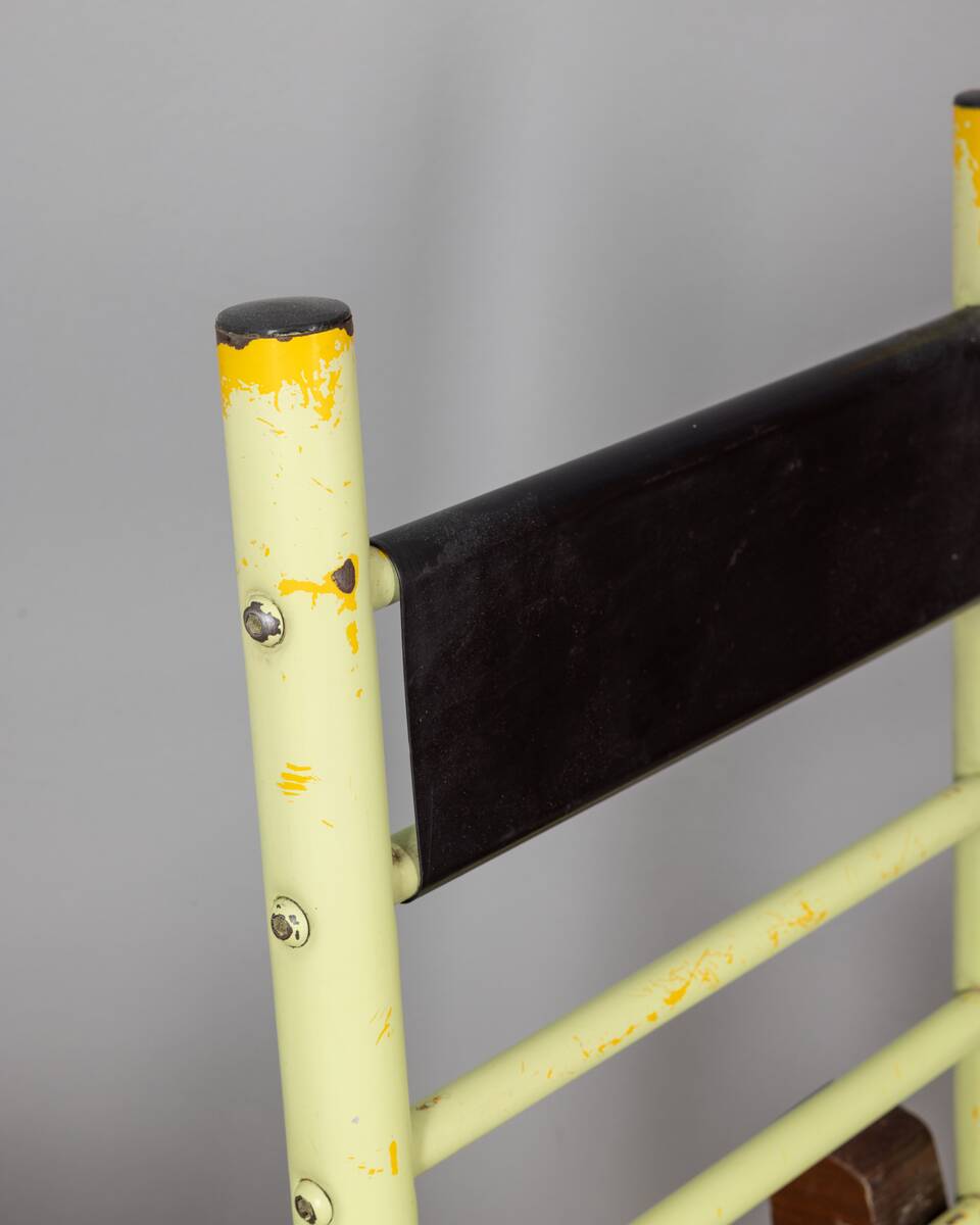 Pair of vintage 70s stools in iron and wood italian design