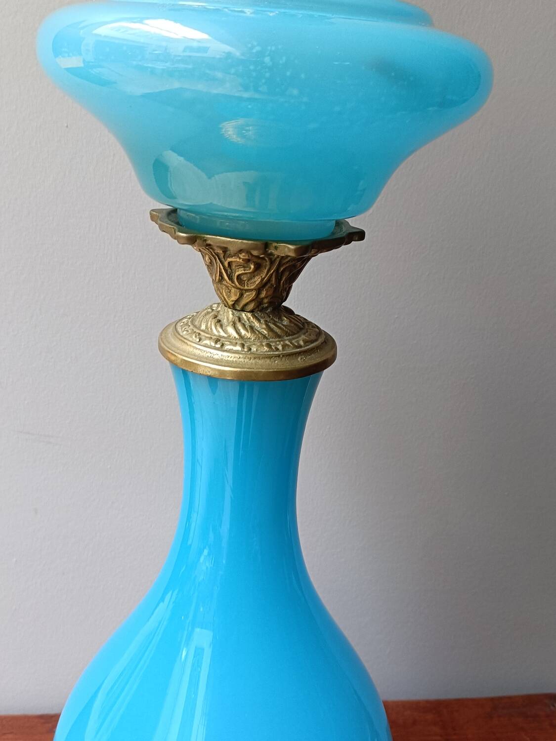Blue opaline and bronze lamp base