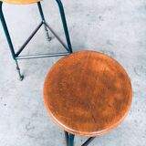 Set of Industrial Green Tripod Stool Set, Belgium, 1950s