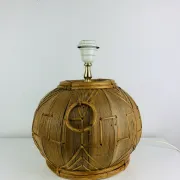 Lampe boule en osier des années 60, style Jungle Chic