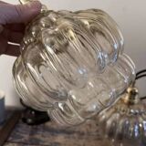 Pair of vintage amber glass pendant lights