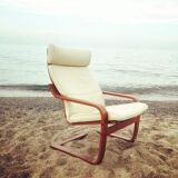 Ikea Poang model armchair in unbleached skaï by Noboru Nakamura
