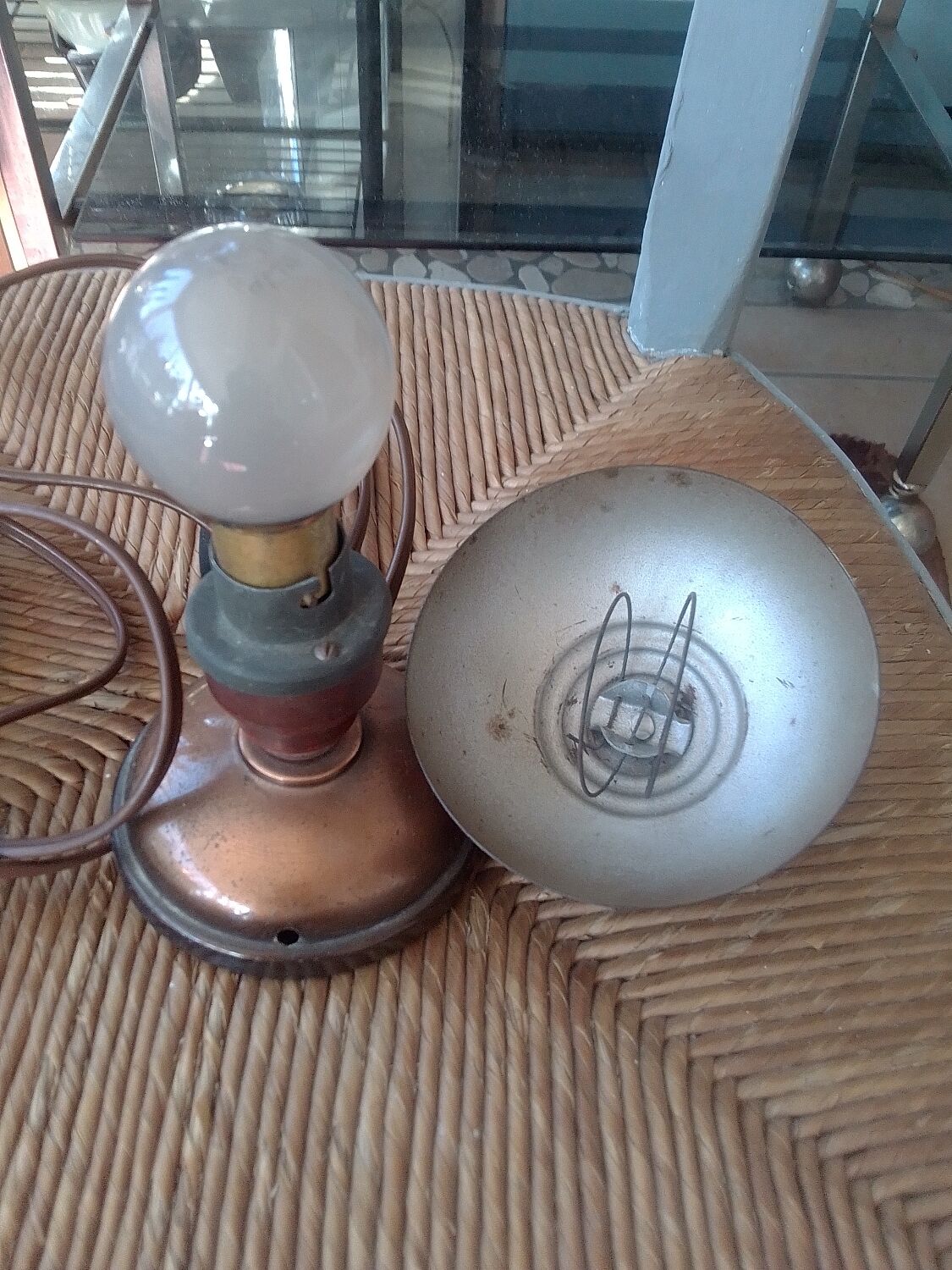 Bedside lamp copper and wood