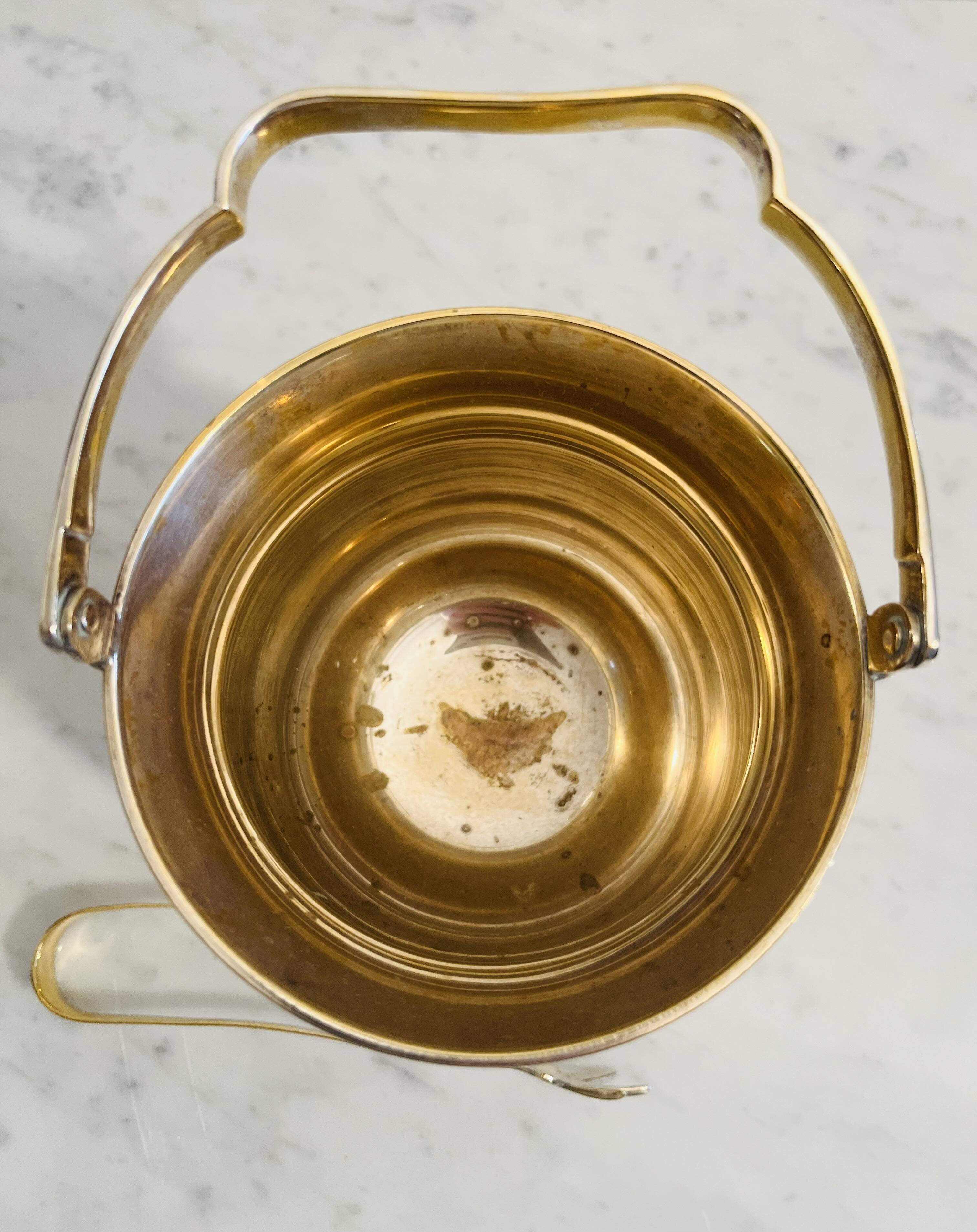 Seau à glace style  victorien ancien en laiton – charme vintage