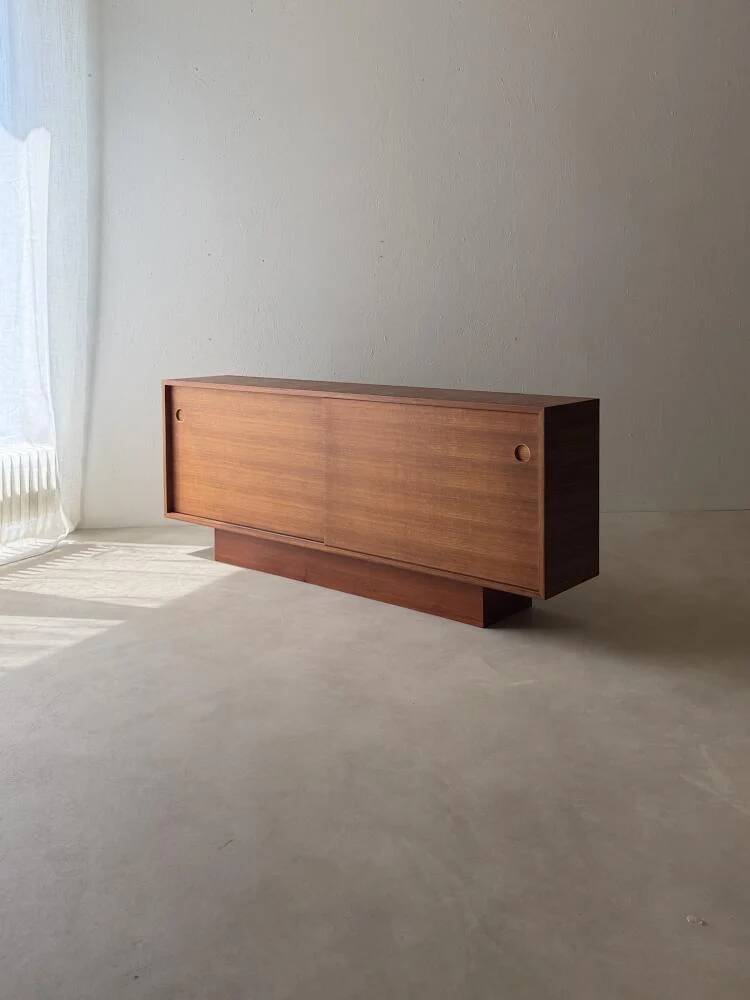 Danish mid-century teak sideboard with sliding doors
