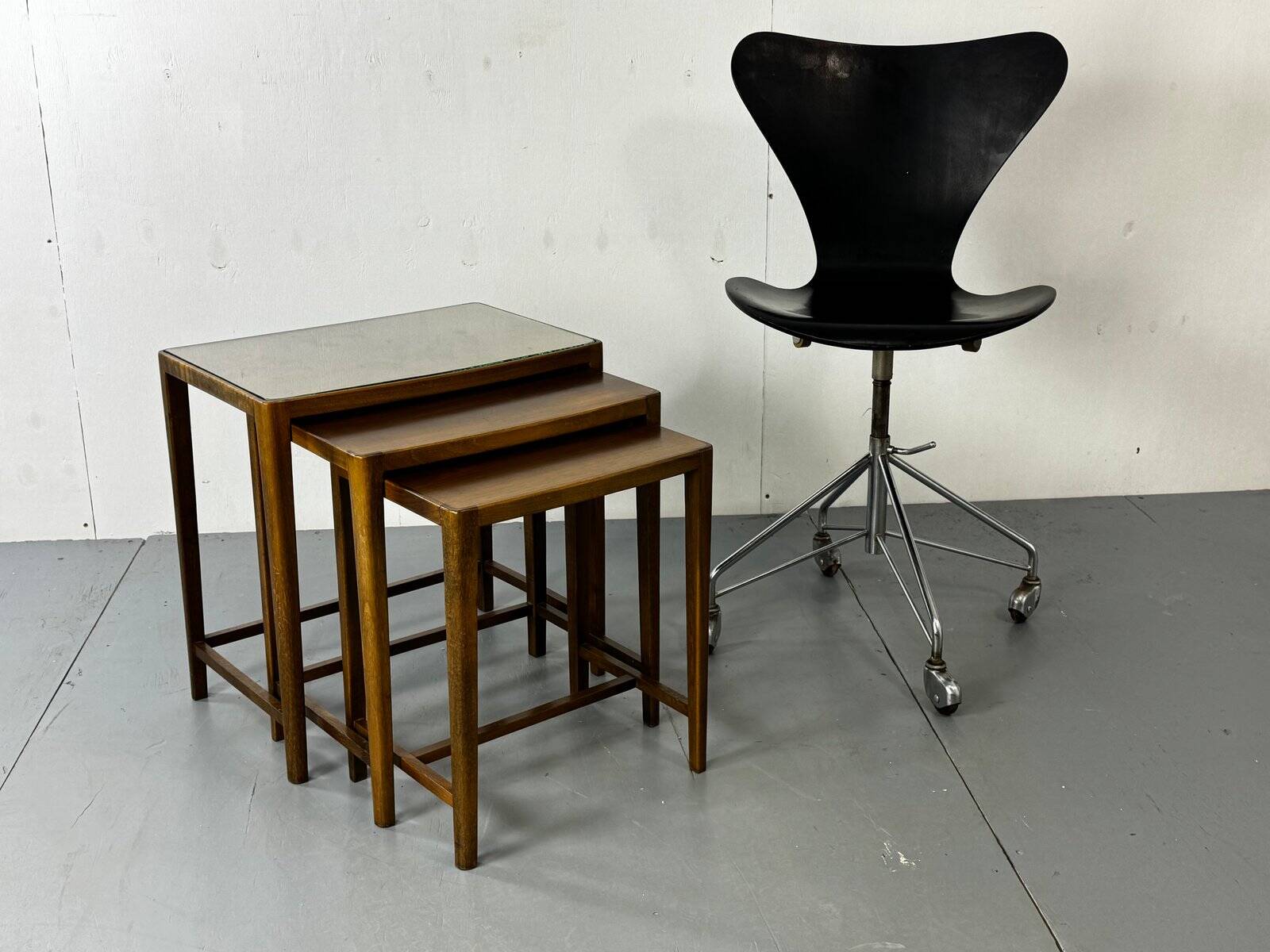 Set of vintage Danish modernist nesting tables from the mid-century, 1960s, set of 3.