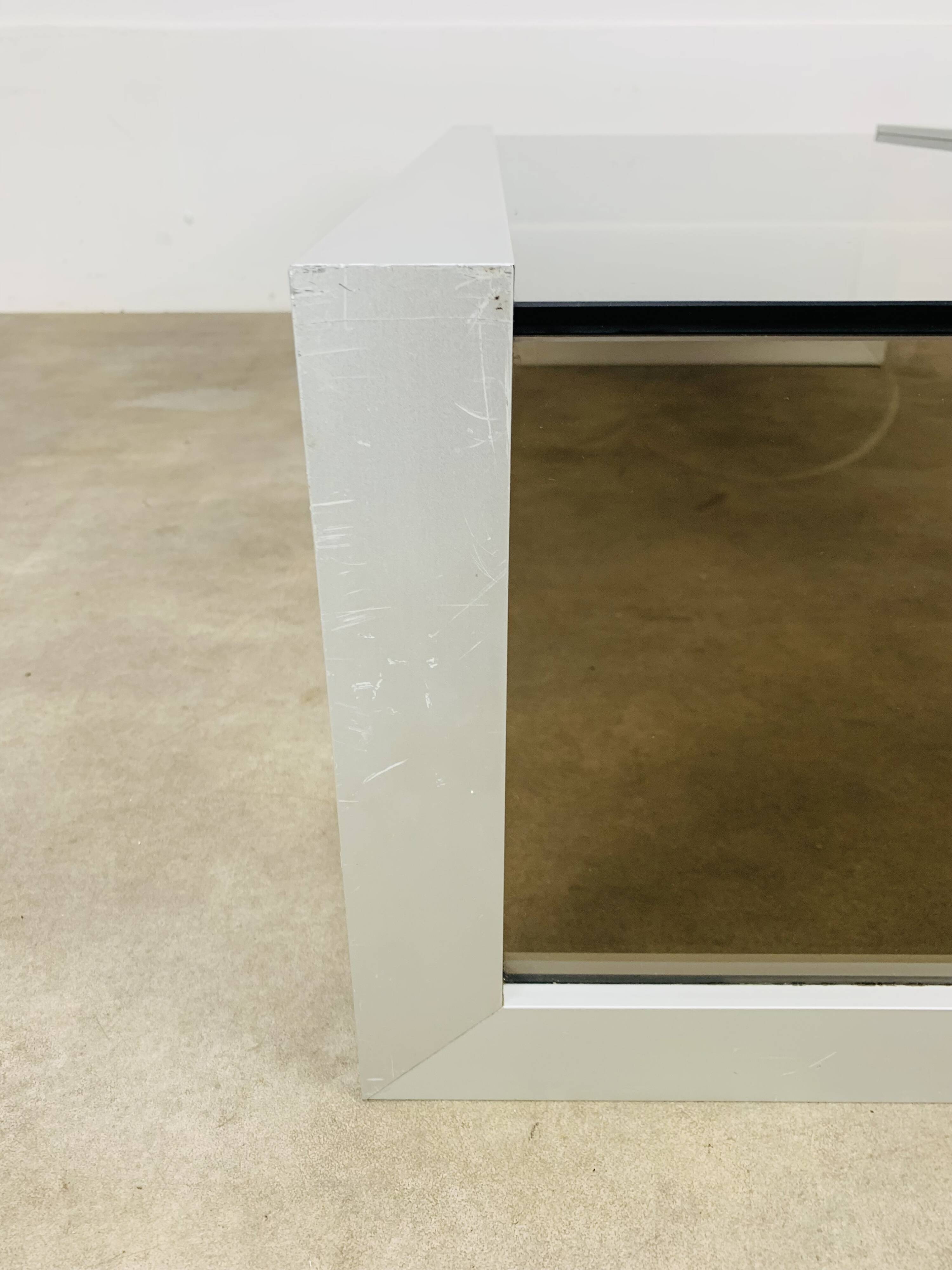 Aluminum and smoked glass coffee table, 1970s