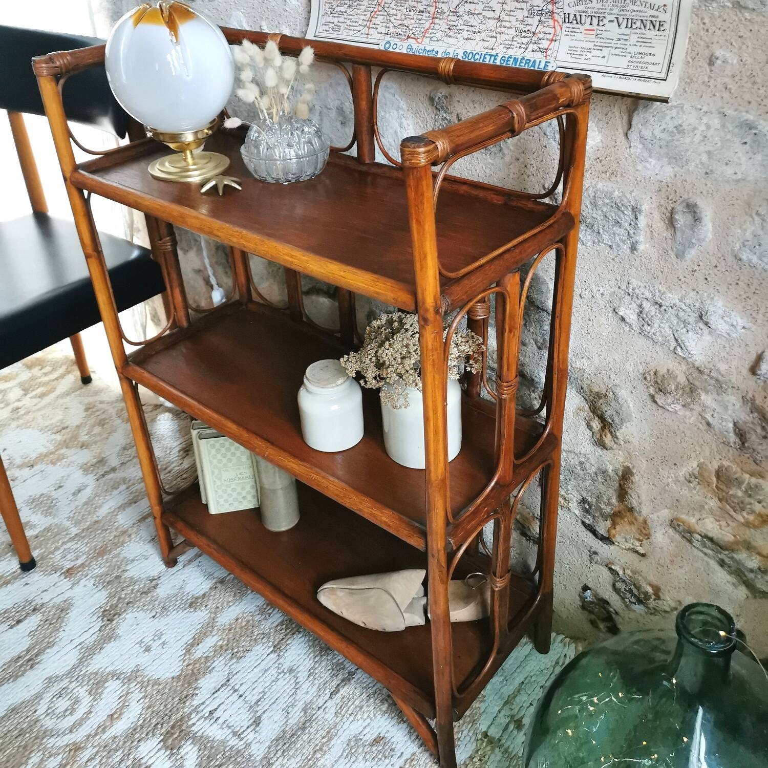 Vintage rattan shelf