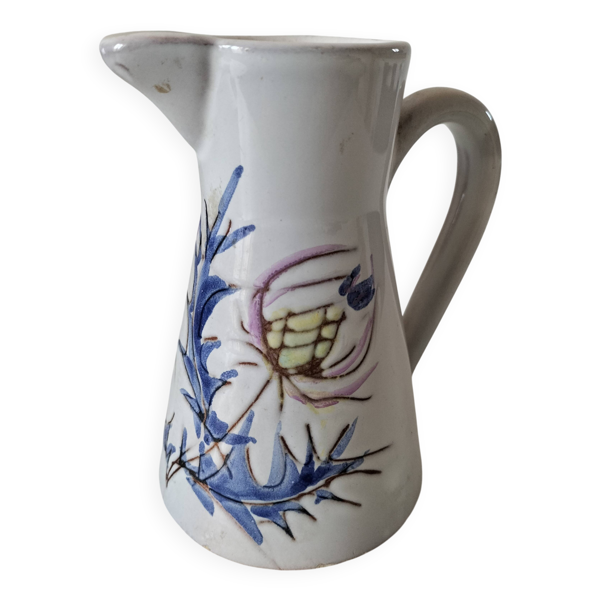 Petit pichet artisanal fleuri – charme champêtre