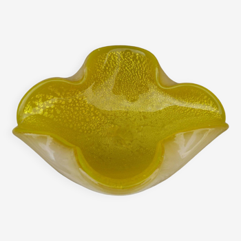 Vintage 1950/1960 Cendrier jaune en pate de verre Murano