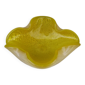 Vintage 1950/1960 Cendrier jaune en pate de verre Murano