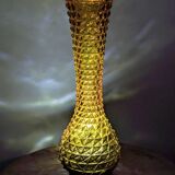 Amber yellow glass vase. d'Empoli diamond points - Year 1950 - Italy