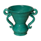 Vase 2 handles vintage green 50's Jean Austruy Saint Marcellin