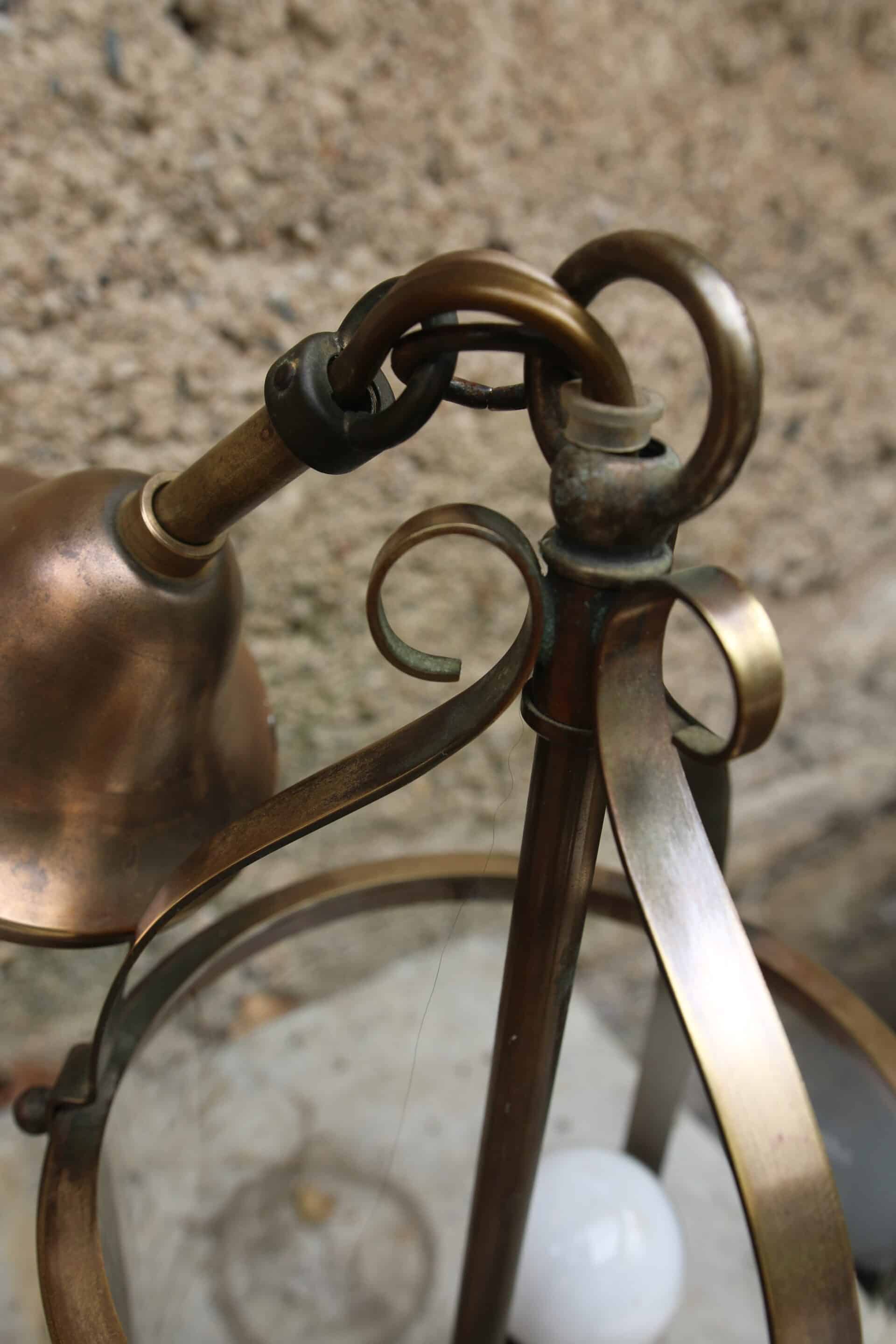Brass lantern for vestibule with 2 candle holders