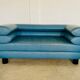 Chaise lounge suédoise vintage rétro en cuir turquoise
