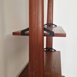 Freestanding Italian bookcase in teak and brass from the 60s