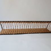 Vintage metal and wicker wall shelf, 1950s-1970s design, Mategot