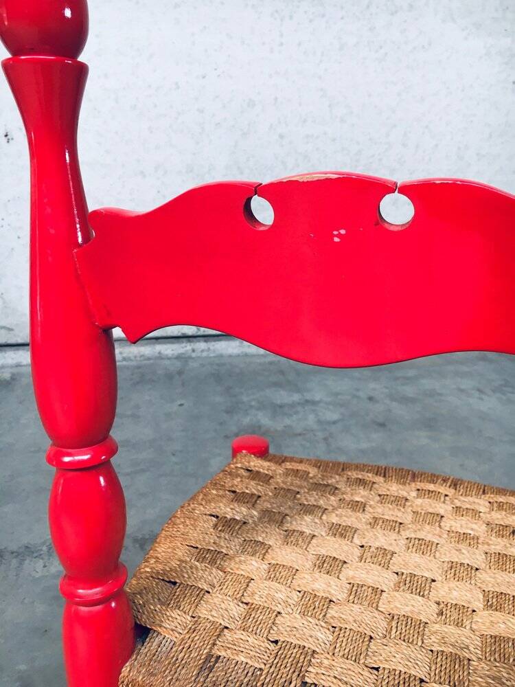 Set of Scandinavian Country Design Red Side Chairs, Sweden, 1960s