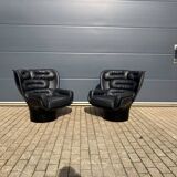 2x Chaise Joe Colombo Elda Longhi noir sur noir, état showroom !