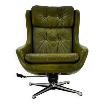 Fauteuil pivotant vintage en cuir, Peem, Finlande, 1970