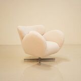 "Bear" rotating armchair in 80's curly wool
