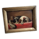Oil dogs on wood 19th century signed