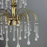 Lustre en laiton doré et pampilles de verre, XXe siècle