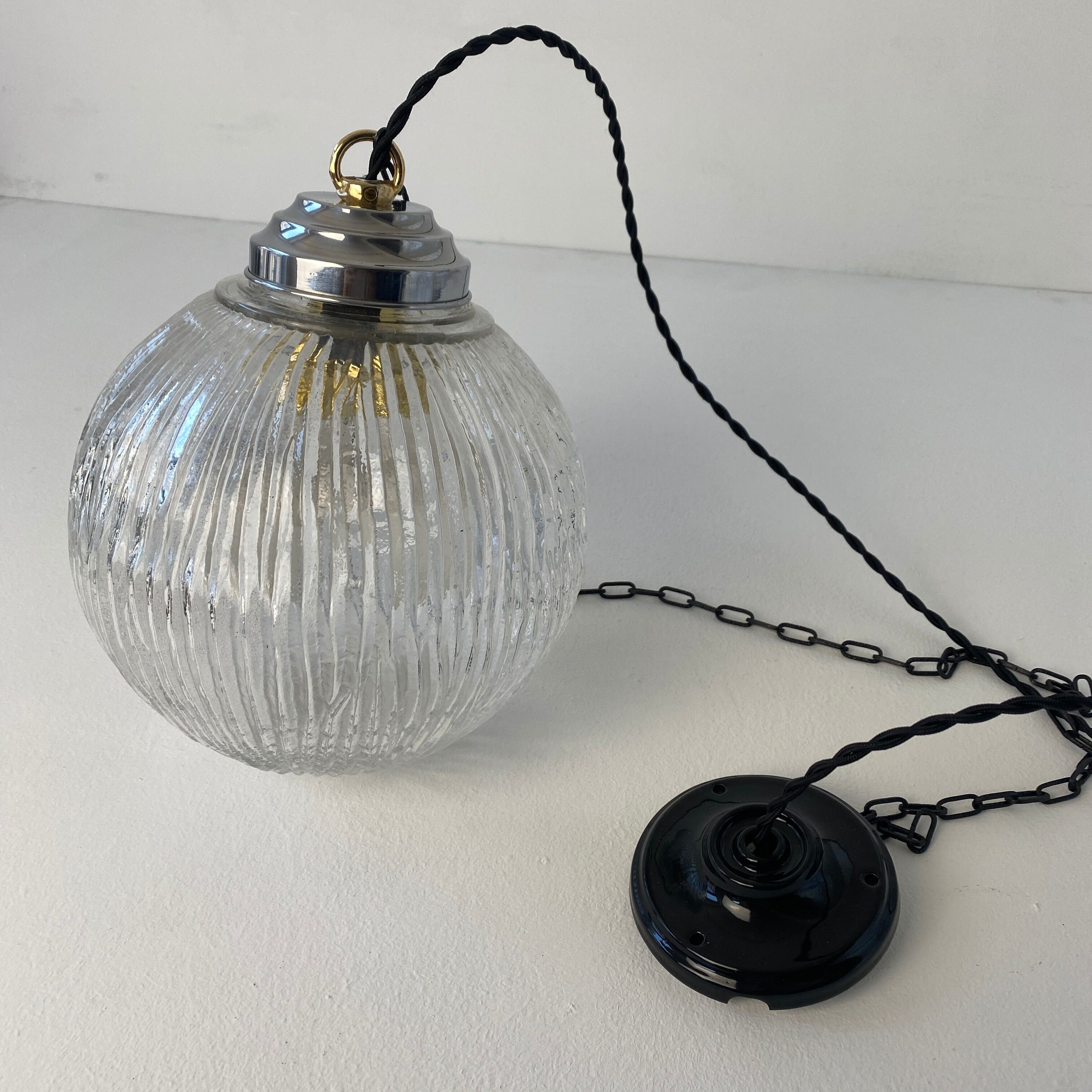 Pair of old pendant lamps art-deco