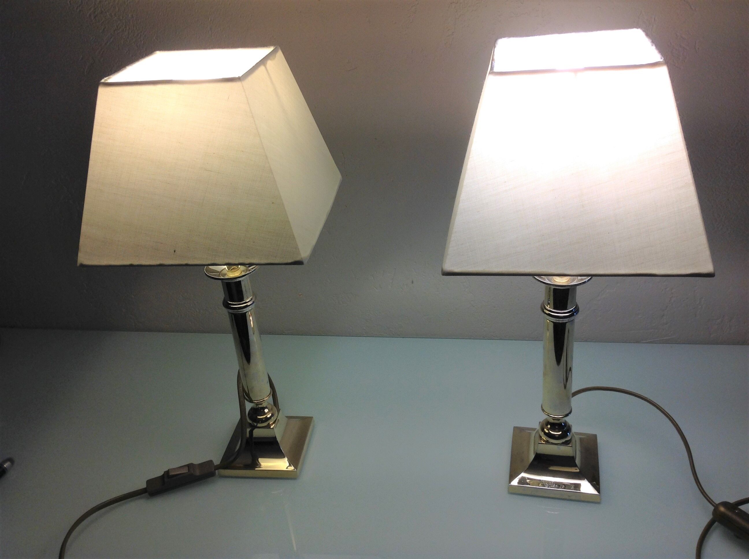Pair of brass lamps art deco style 60s-70s