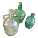 3 dame jeanne bouteille collection vert vintage