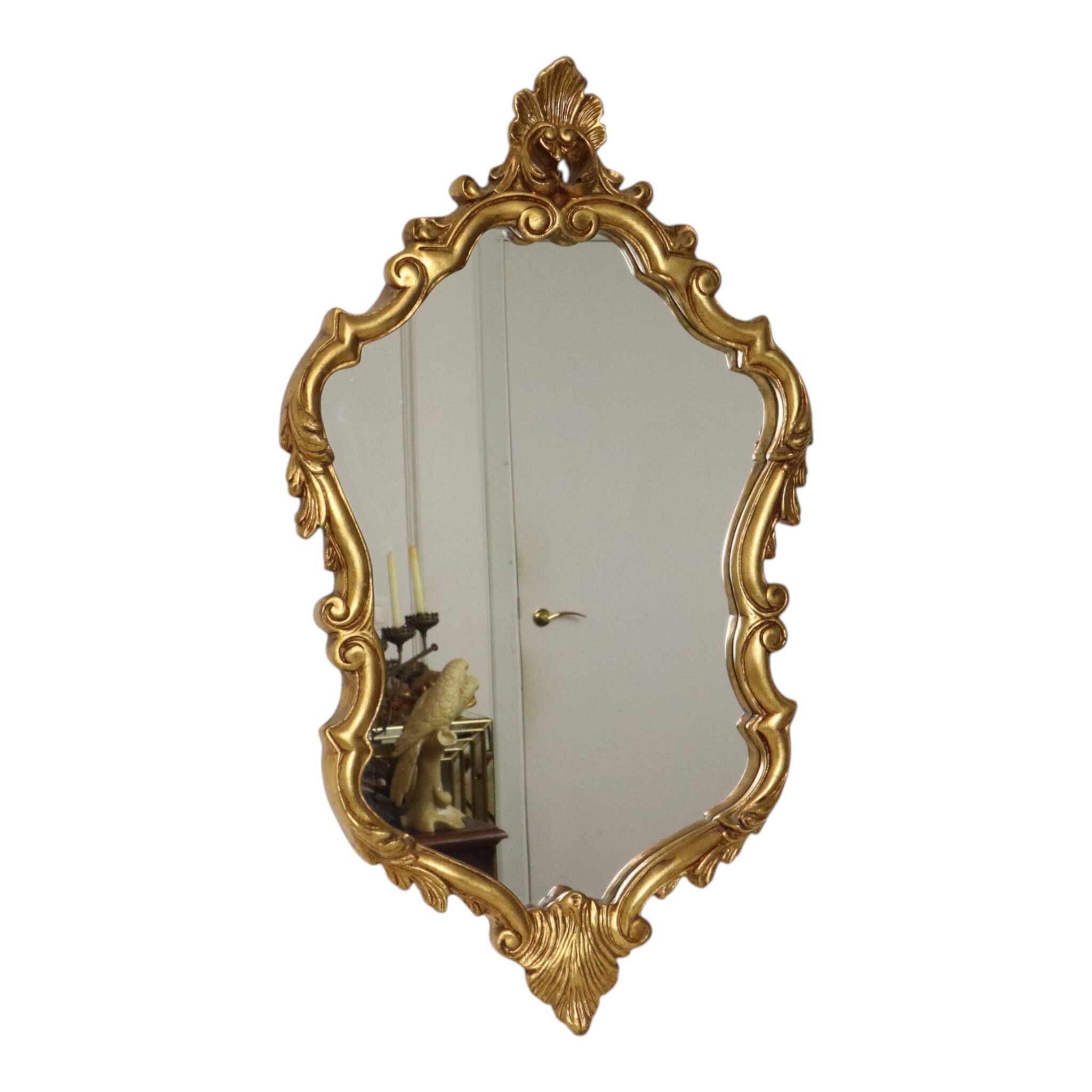 Classic Gold Crested Mirror, French Baroque Style, 74 cm