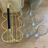Scoubidou glass holder and its 6 glasses 1960