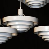 Saturn pendant light in satin white lacquered metal