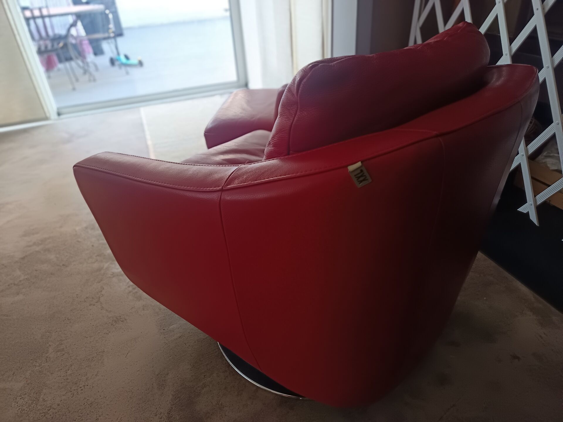 XXL Set Red Leather House - sofa, armchair and 2 poufs