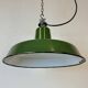 Industrial French Green Enamel Factory Lamp, 1960s