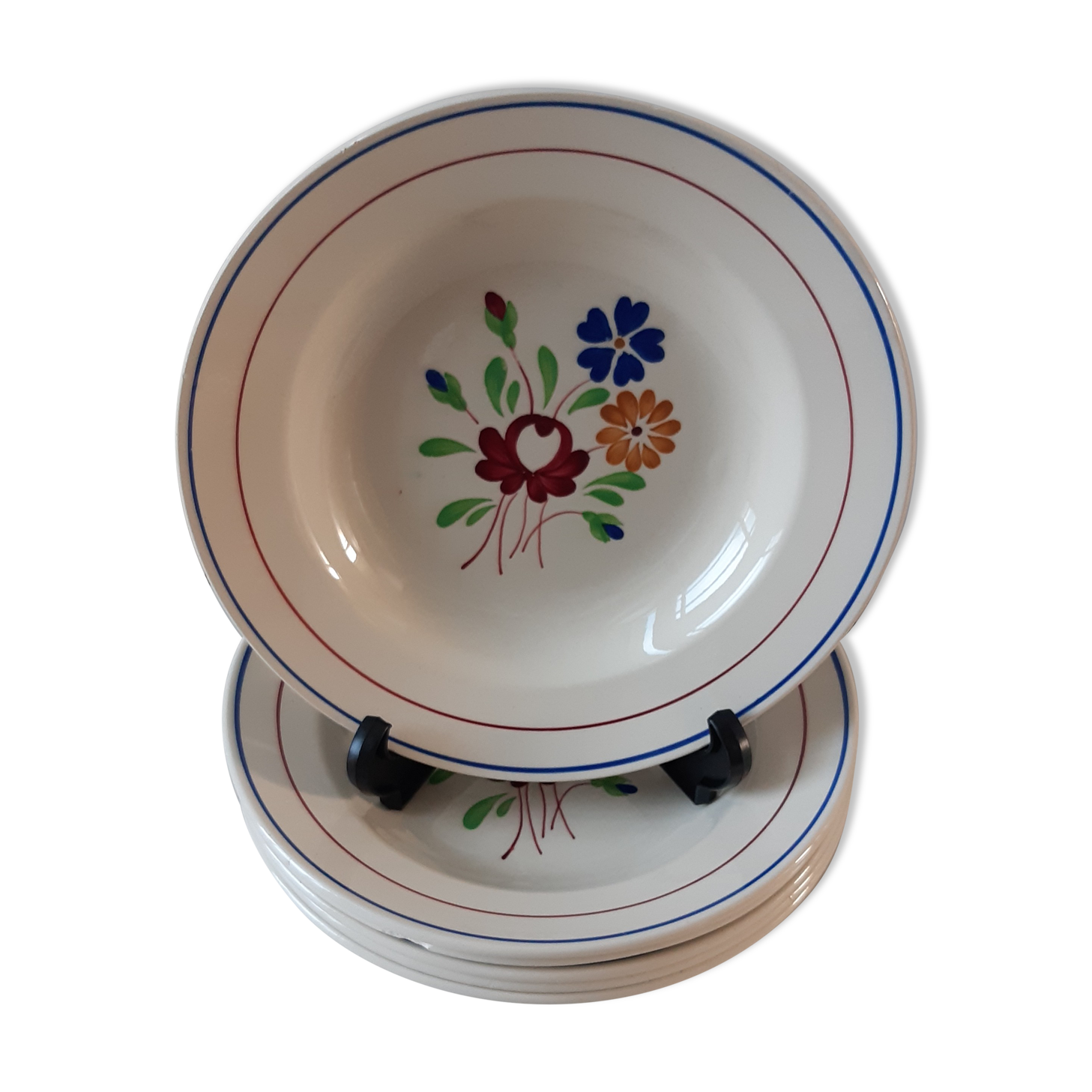 Set of 6 hollow plates Luneville model Chantilly