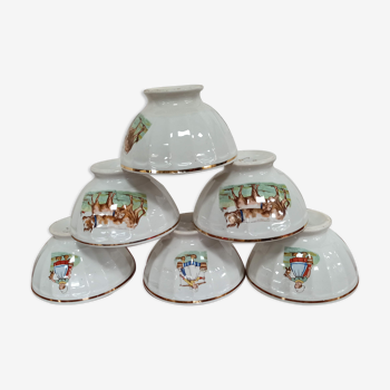 Set 6 bols vache crémière semi porcelaine anciens