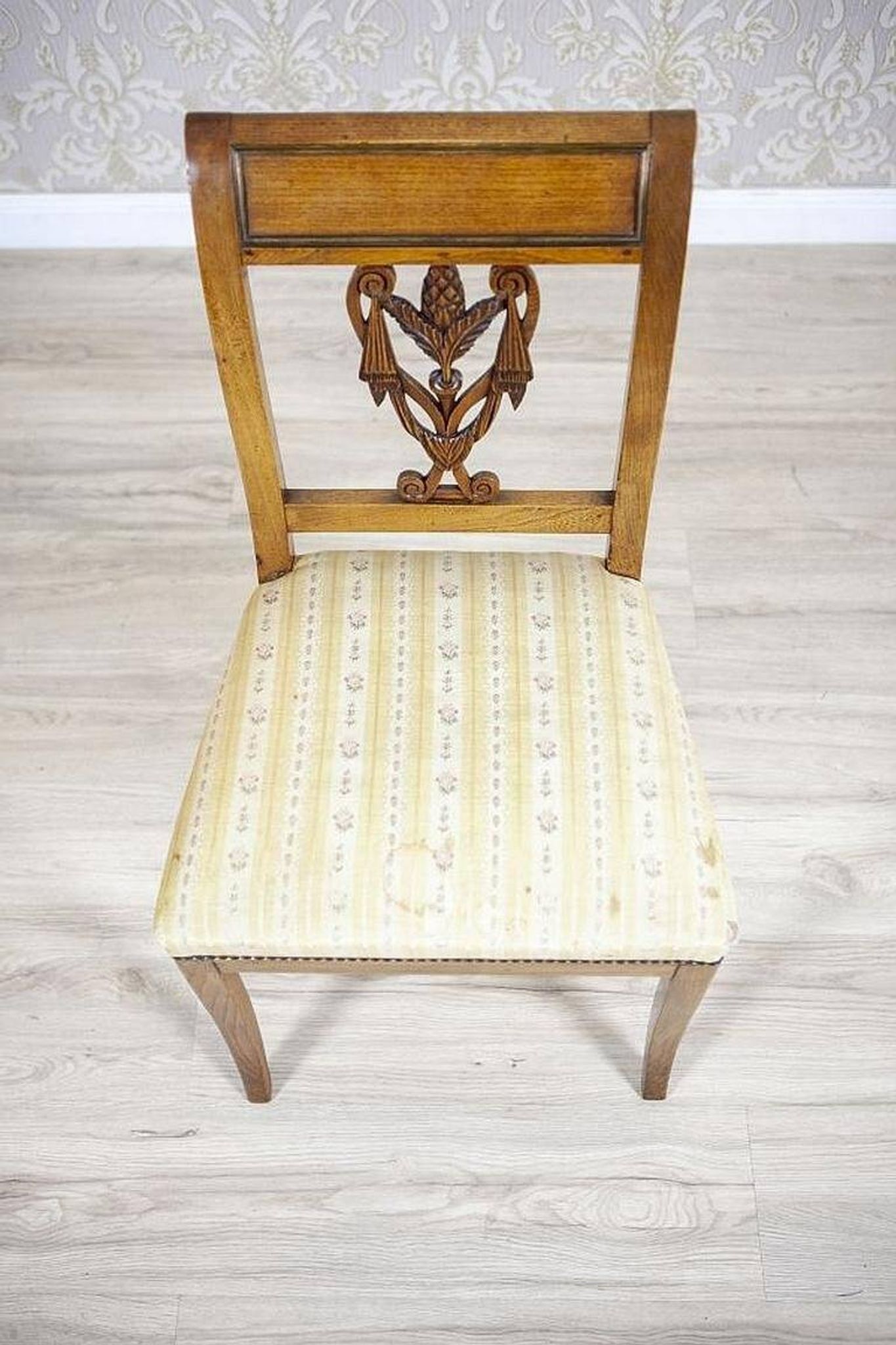 Set of 2 Ash Chairs in White Upholstery, 1950s