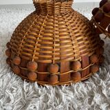 Pair of vintage wicker lampshades