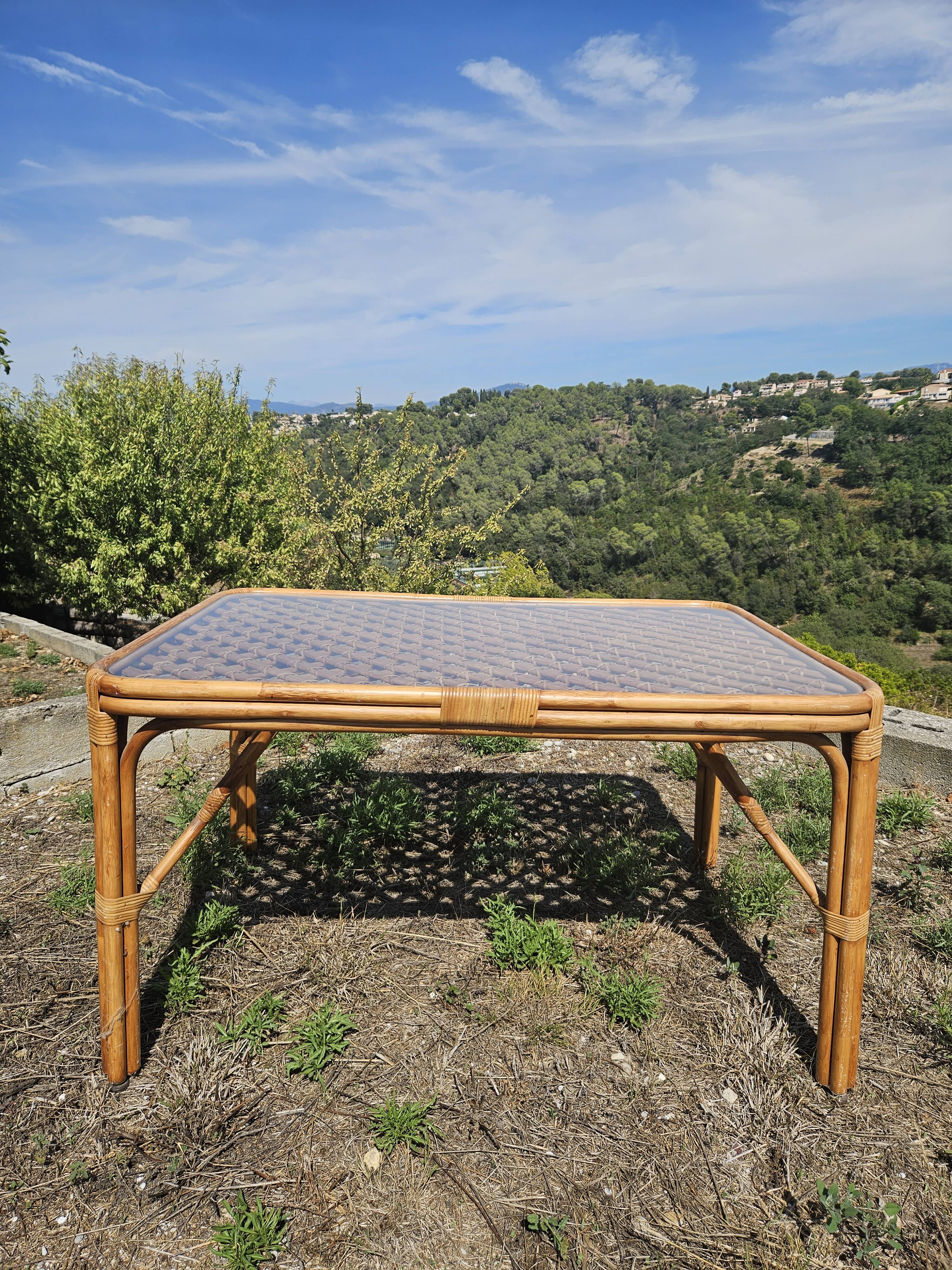 Rattan and bamboo dining table