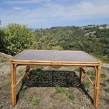 Rattan and bamboo dining table